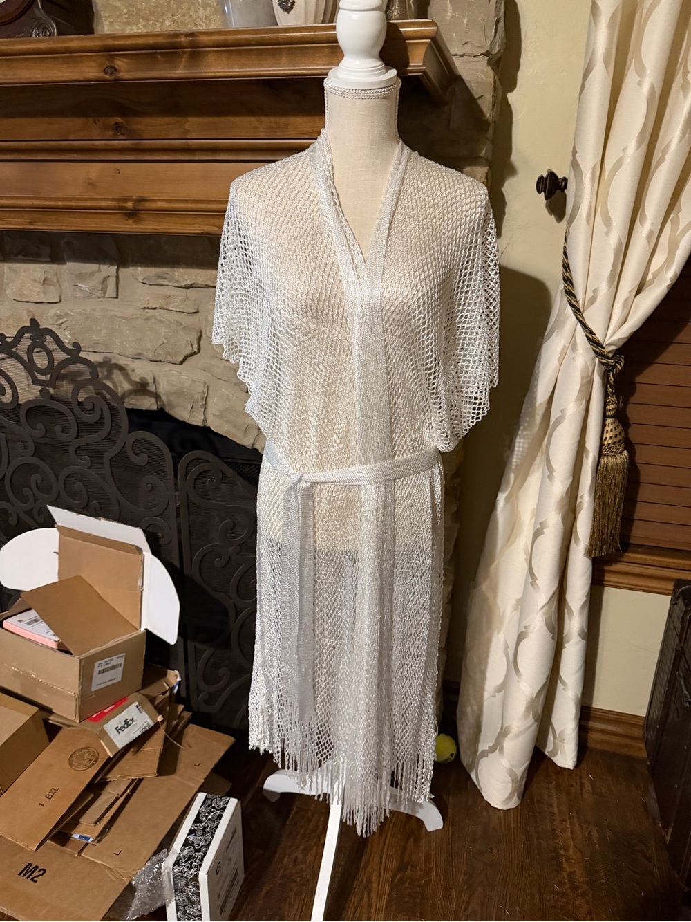 Sheer White Crochet Fringe Duster Cover-Up